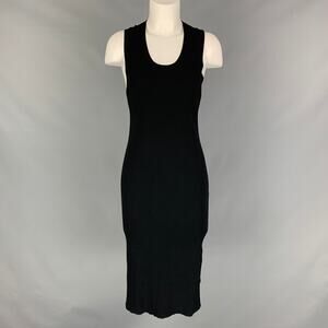 HELMUT LANG Size L Black Ribbed Twisted Back Tank Dress